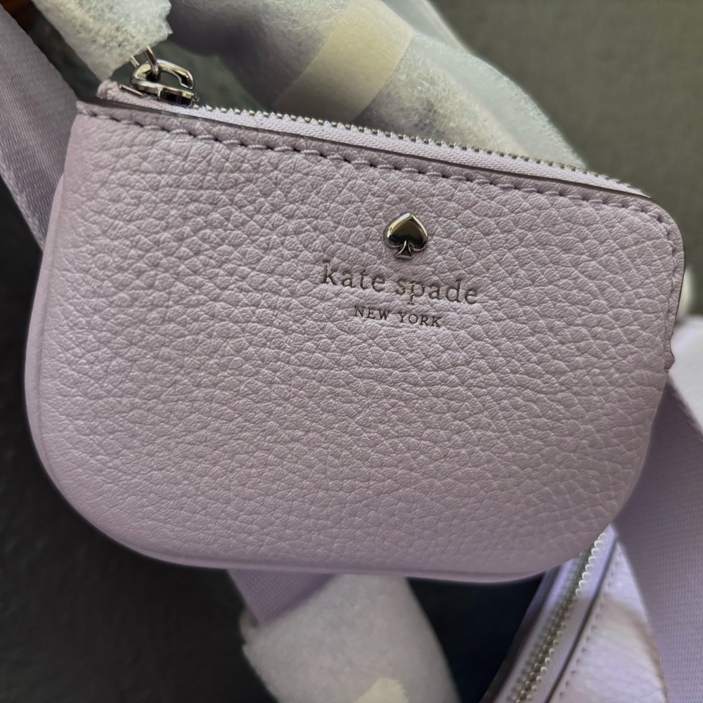 ♠️KATE SPADE Emma Shoulder/crossbody Blue & White Bag w/ pouch frozen lilac - Picture 10 of 16